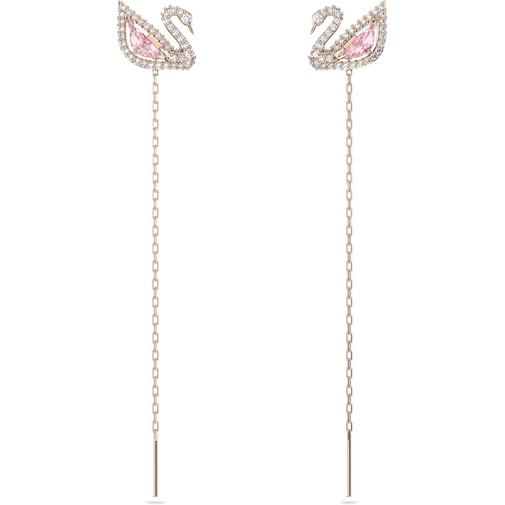 image:imageSwarovski Dazzling Swan Jewelry Collection Blue Crystals Pink Crystals Clear CrystalsPierced Earrings  Rose Gold Tone