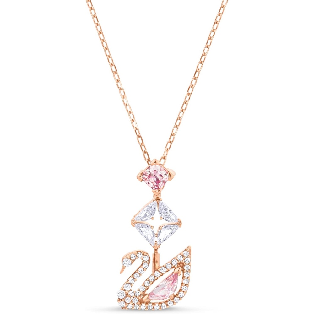 image:imageSwarovski Dazzling Swan Jewelry Collection Blue Crystals Pink Crystals Clear CrystalsSwan Pendant Necklace PinkClear Crystals