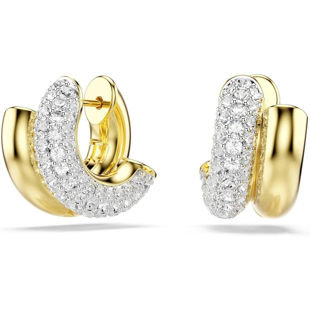 image:imageSwarovski Dextera hoop earrings Round cut Mini White Goldtone plated