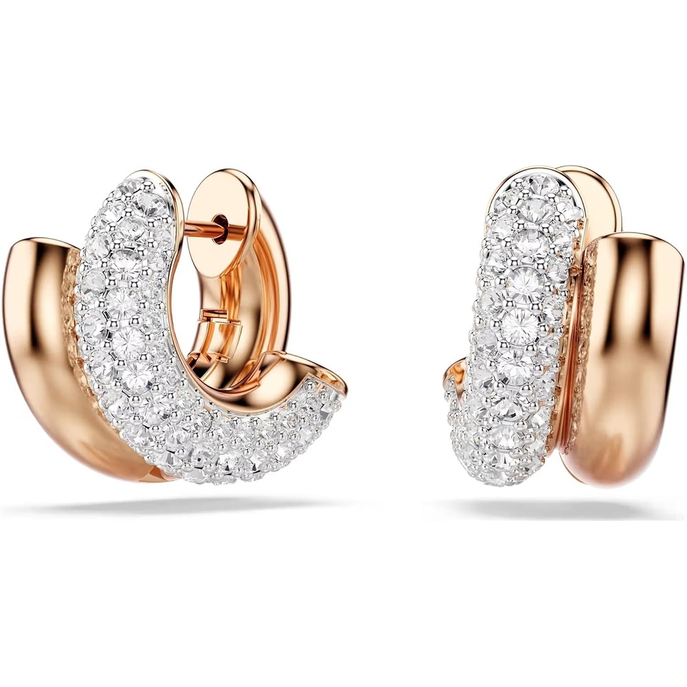 image:imageSwarovski Dextera hoop earrings Round cut Mini White Rose goldtone plated