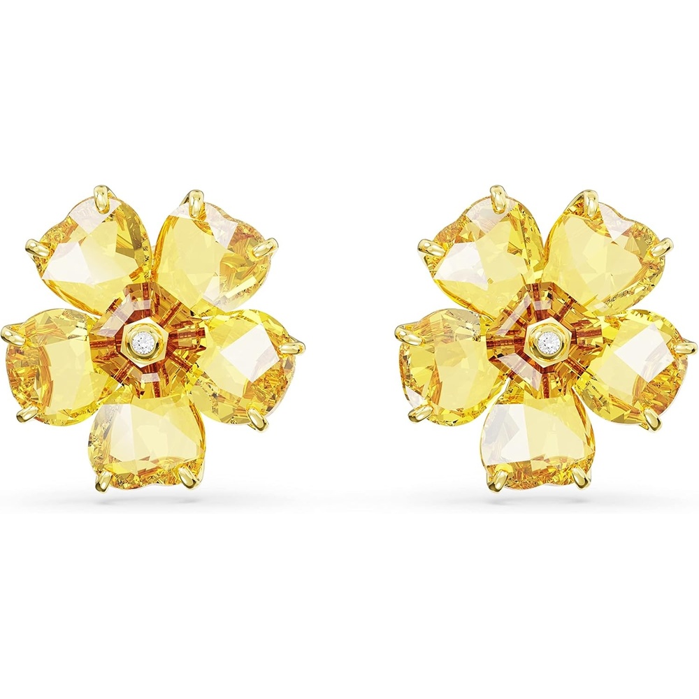 image:imageSwarovski Florere Necklace and Earrings Collection Pink Crystals Yellow Crystals Gold Tone Metal FinishYellow Flower Earrings