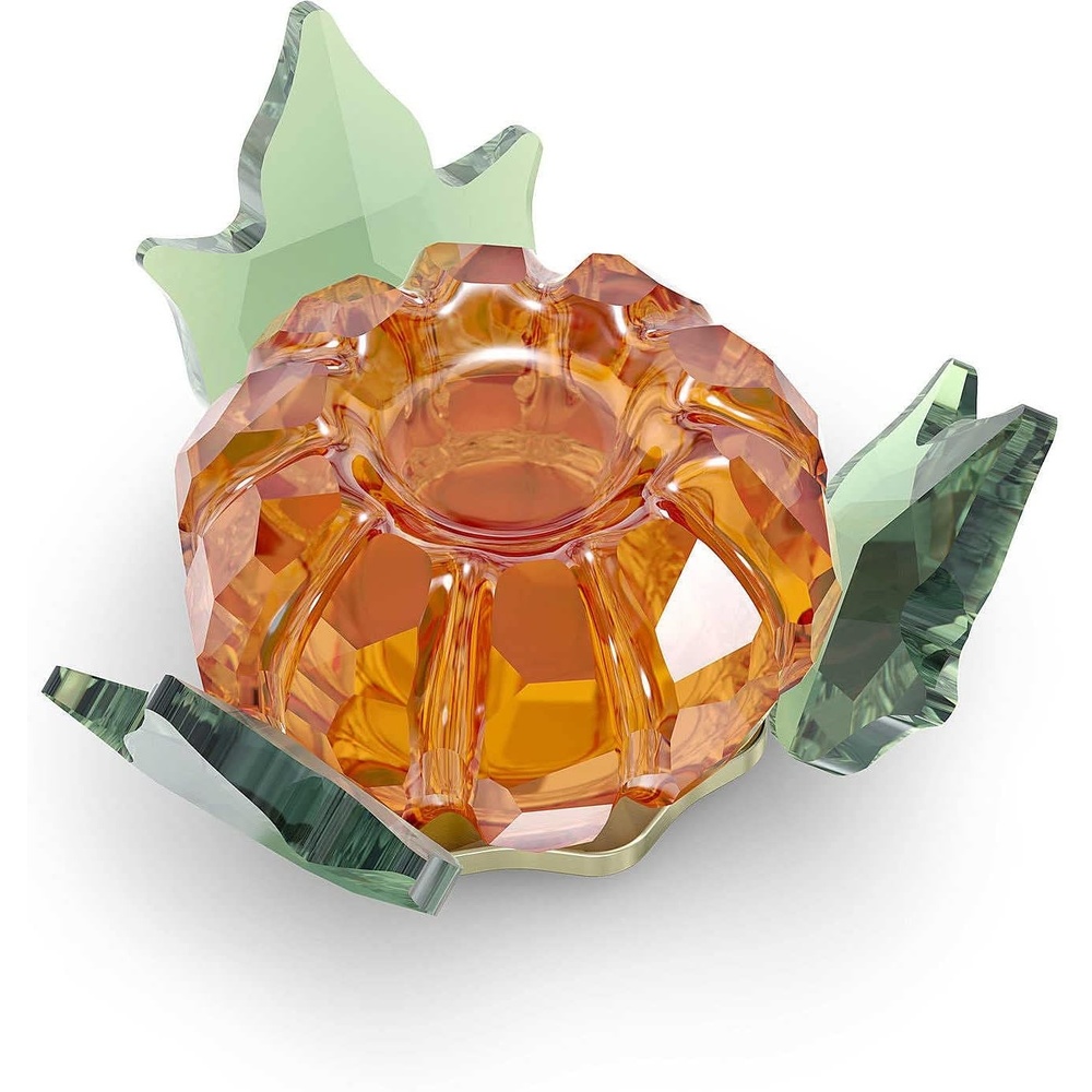 image:imageSwarovski Garden Tales Decorative Vase Glass Vase with Gold Tone Finish Base Small Vase for Single Flowers Part of The Swarovski Garden Tales CollectionPumpkin