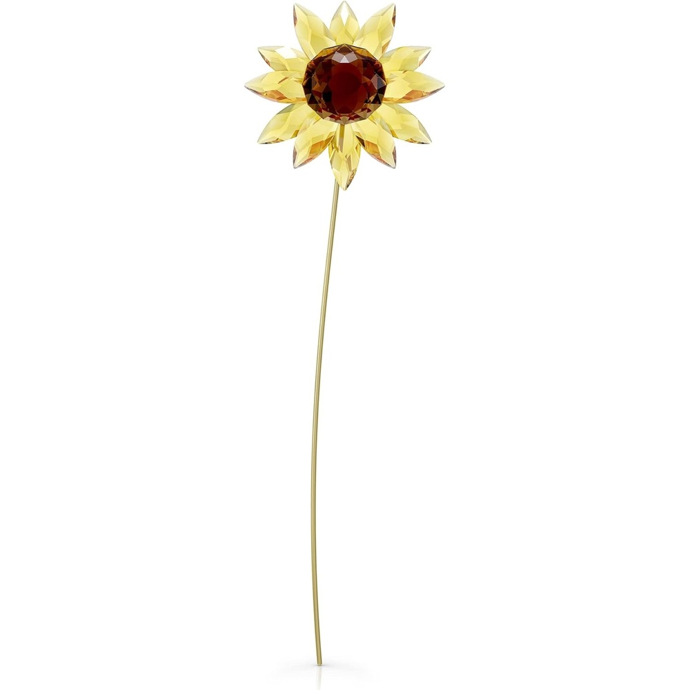 image:imageSwarovski Garden Tales Decorative Vase Glass Vase with Gold Tone Finish Base Small Vase for Single Flowers Part of The Swarovski Garden Tales CollectionSunflower