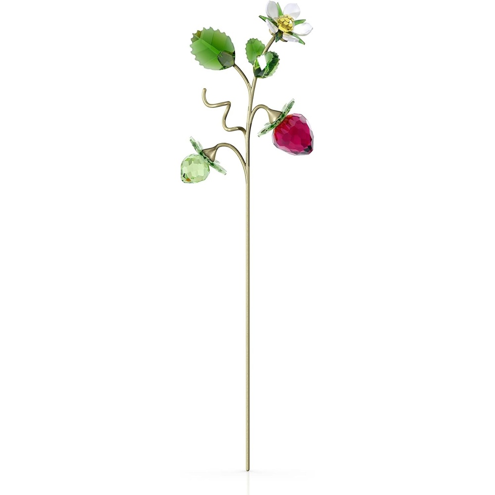 image:imageSwarovski Garden Tales Decorative Vase Glass Vase with Gold Tone Finish Base Small Vase for Single Flowers Part of The Swarovski Garden Tales CollectionWild Strawberry
