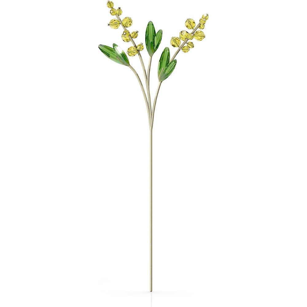 image:imageSwarovski Garden Tales Decorative Vase Glass Vase with Gold Tone Finish Base Small Vase for Single Flowers Part of The Swarovski Garden Tales CollectionMimosa