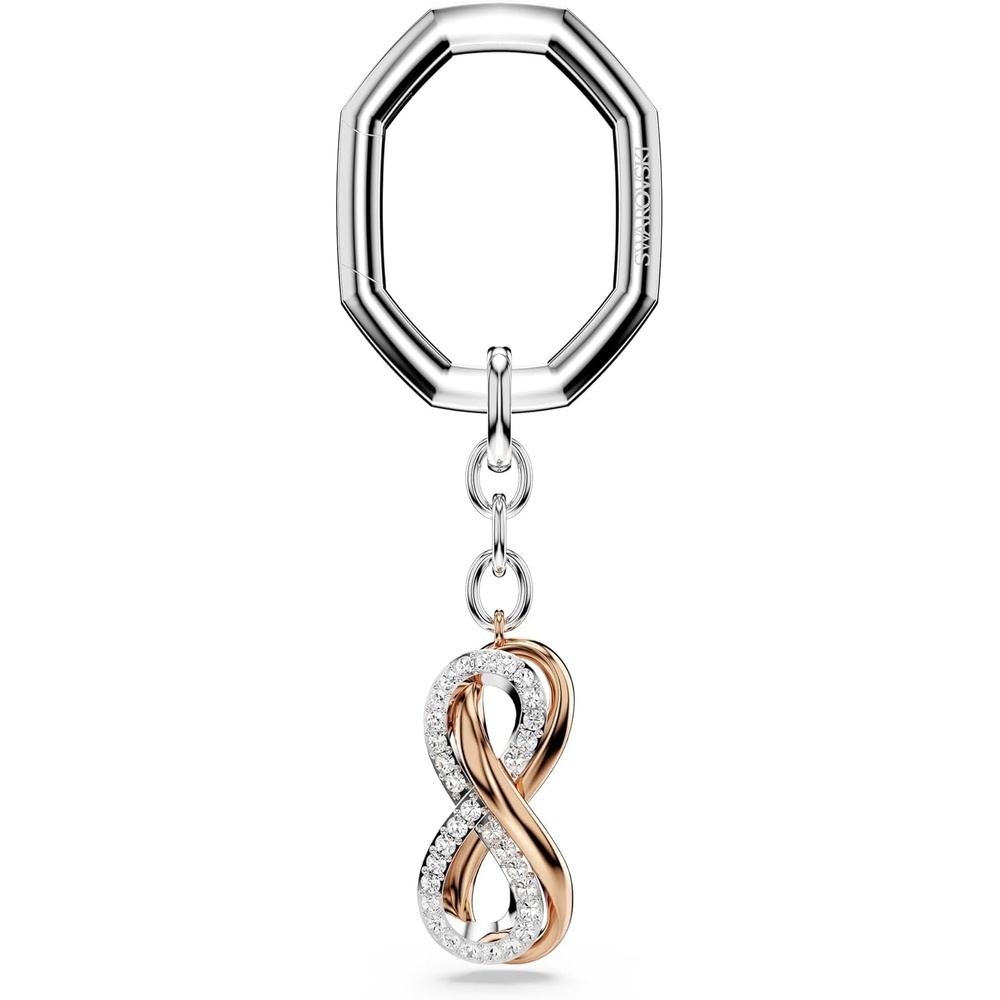 image:imageSwarovski Hyperbola Key Ring Double Infinity Symbol Motif with Clear Crystals in Mixed Metal Finish Part of the Swarovski Hyperbola Collection