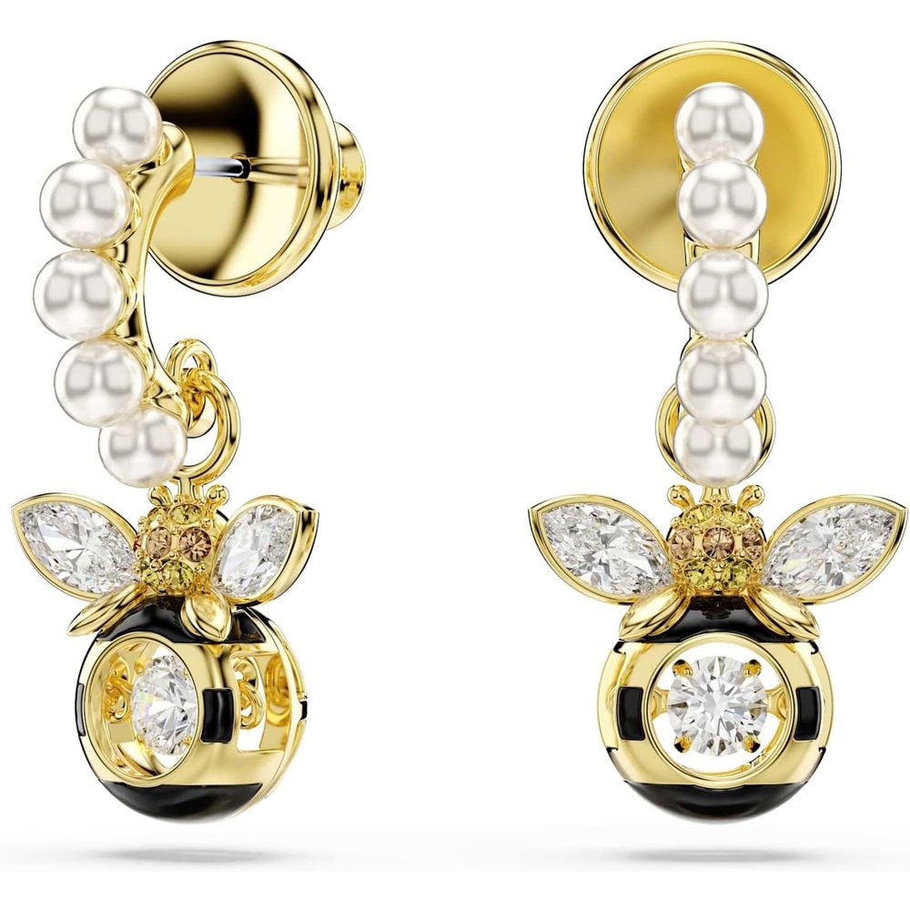 image:imageSwarovski Idyllia drop earrings Crystal pearl Mixed cuts Bee Multicolored Goldtone plated