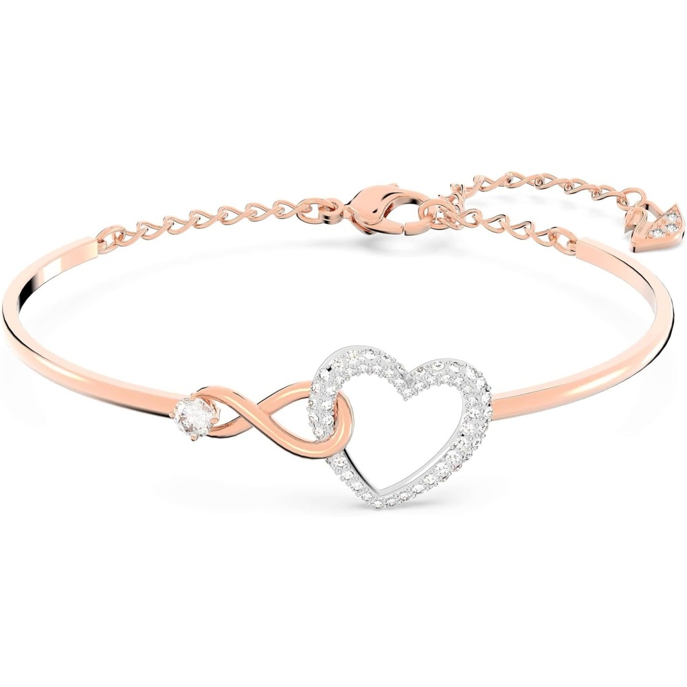image:imageSwarovski Infinity Heart Jewelry Collection Necklaces and Bracelets Rose Gold amp Rhodium Tone Finish Clear CrystalsBangle Bracelet