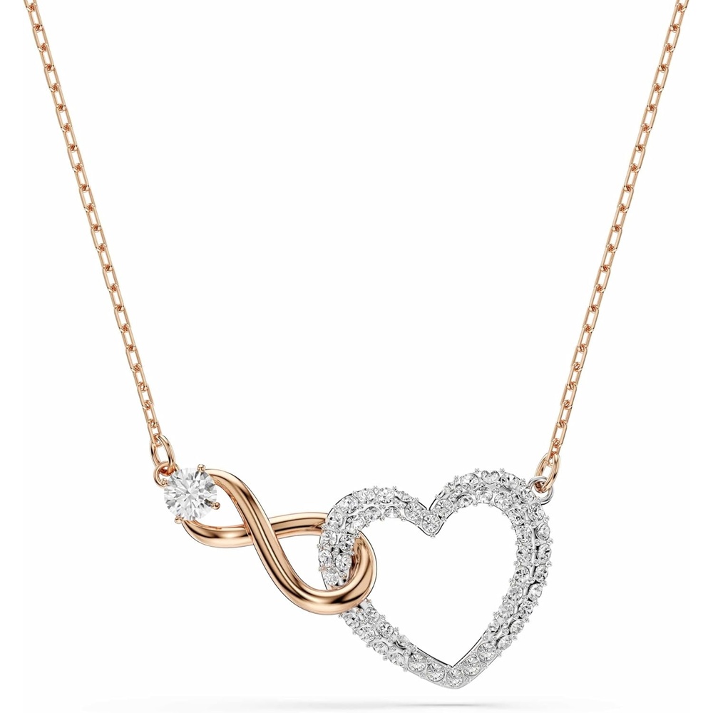 image:imageSwarovski Infinity Heart Jewelry Collection Necklaces and Bracelets Rose Gold amp Rhodium Tone Finish Clear CrystalsPendant Necklace