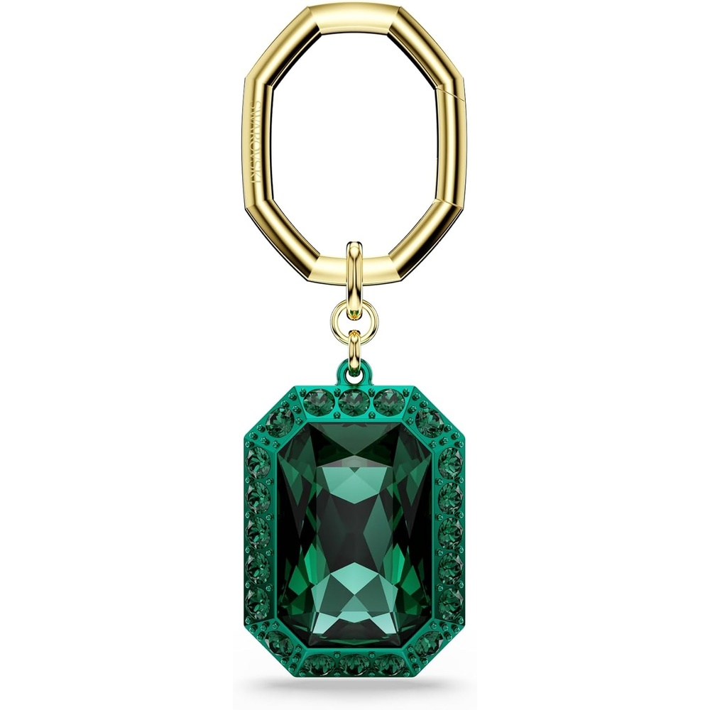 image:imageSwarovski Key Ring Octagon Cut Green Mixed Metal Finish Size 3 14 X 1 18 Inch