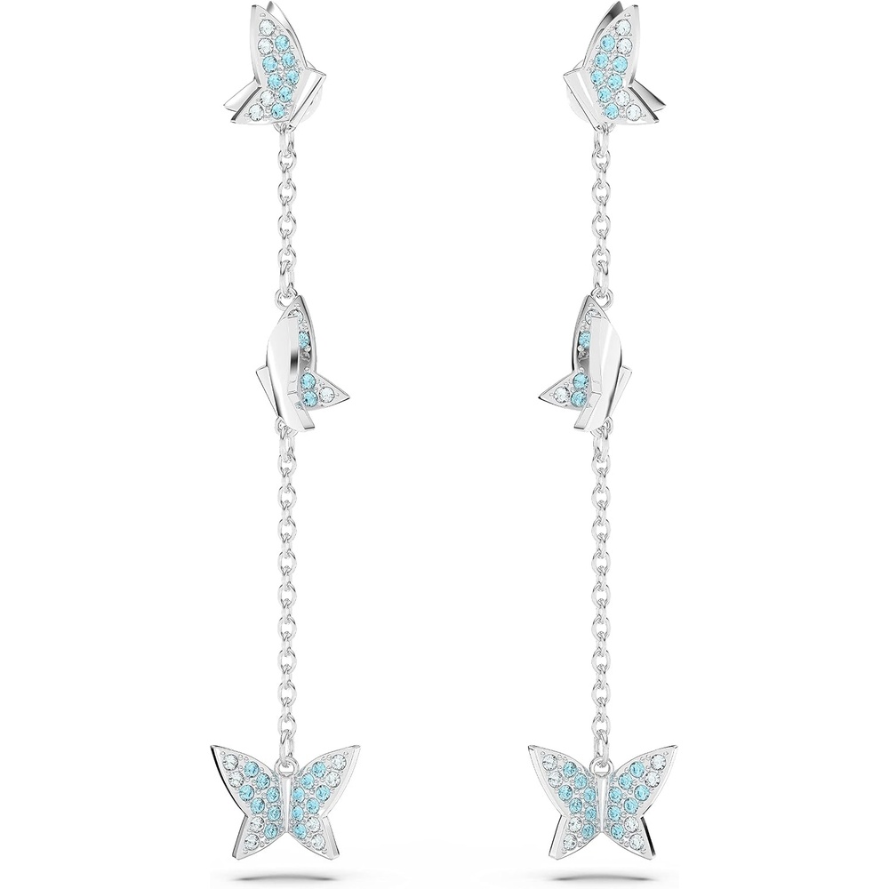 image:imageSwarovski Lilia Butterfly Necklace Earrings and Bracelet Crystal Jewelry Collection Blue Crystals in a Rhodium Tone Finished SettingDrop Earrings