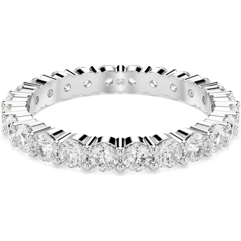 image:imageSwarovski Matrix Crystal Ring Collection Round Cut Prong Setting Rhodium FinishClear Crystal