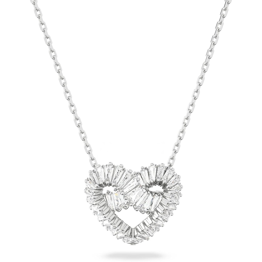 image:imageSwarovski Matrix Hoop Earrings Bracelet Heart Baguette Cut Clear Crystals Rhodium FinishClear Crystal Pendant