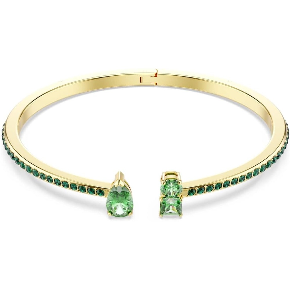 image:imageSwarovski Matrix Hoop Earrings Bracelet Tack Pin Multicolored Crystals GoldTone FinishCuff Bracelet Green