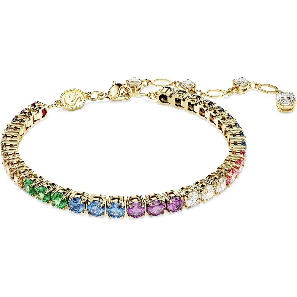 image:imageSwarovski Matrix Hoop Earrings Bracelet Tack Pin Multicolored Crystals GoldTone FinishRainbowPride