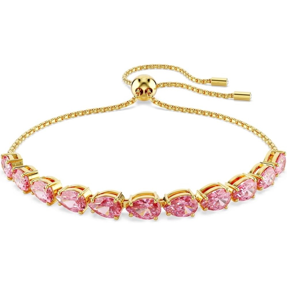 image:imageSwarovski Matrix Hoop Earrings Bracelet Tack Pin Multicolored Crystals GoldTone FinishSoft Bracelet Pink