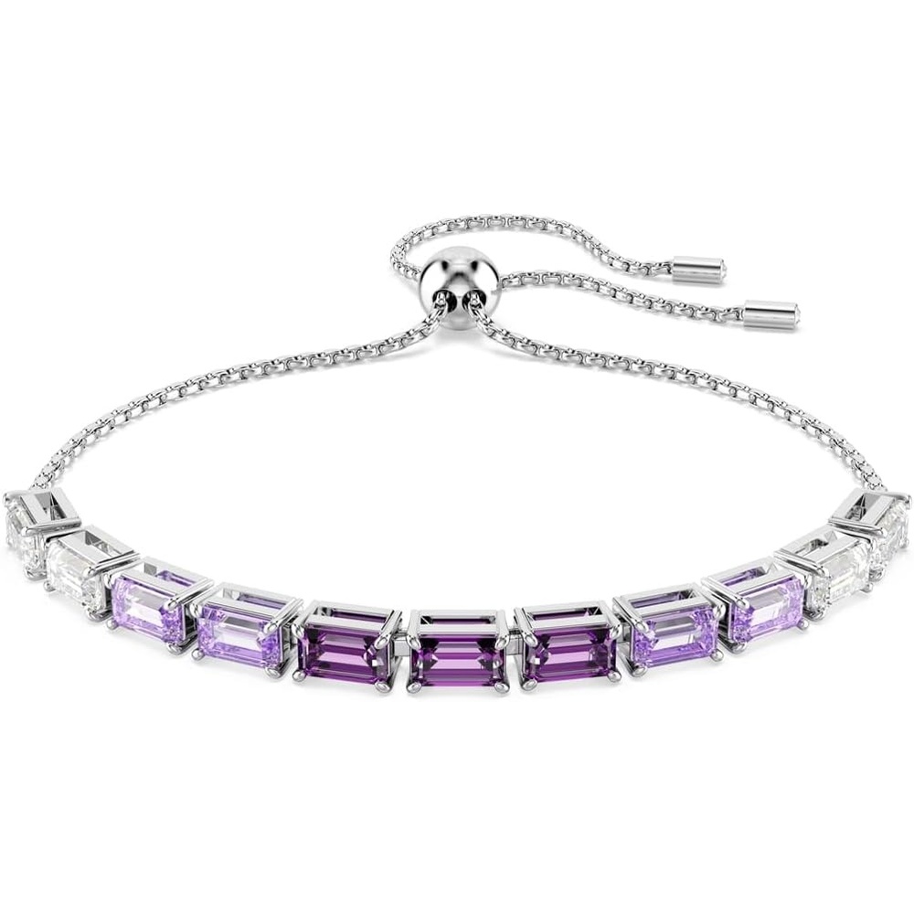 image:imageSwarovski Matrix Hoop Earrings Bracelet Tack Pin Multicolored Crystals GoldTone FinishSoft Bracelet Purple