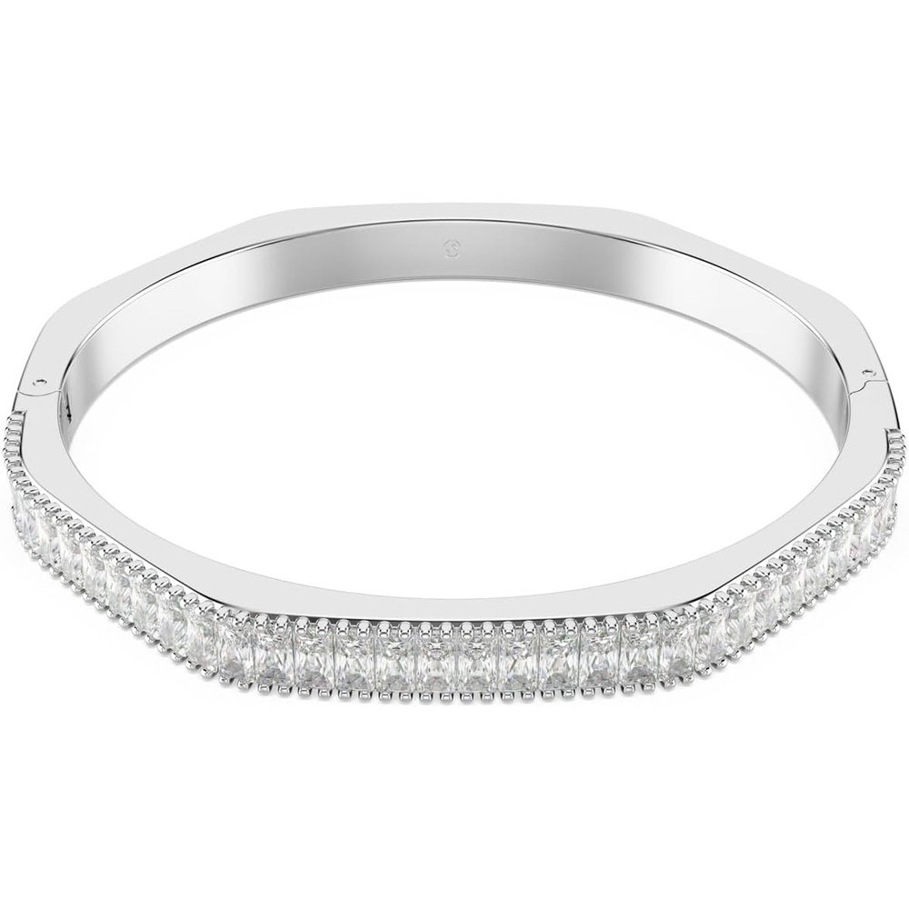 image:imageSwarovski Matrix Octagon Bangle Baguette Cut Clear Pink Crystals Rhodium and GoldTone FinishesClear Crystal