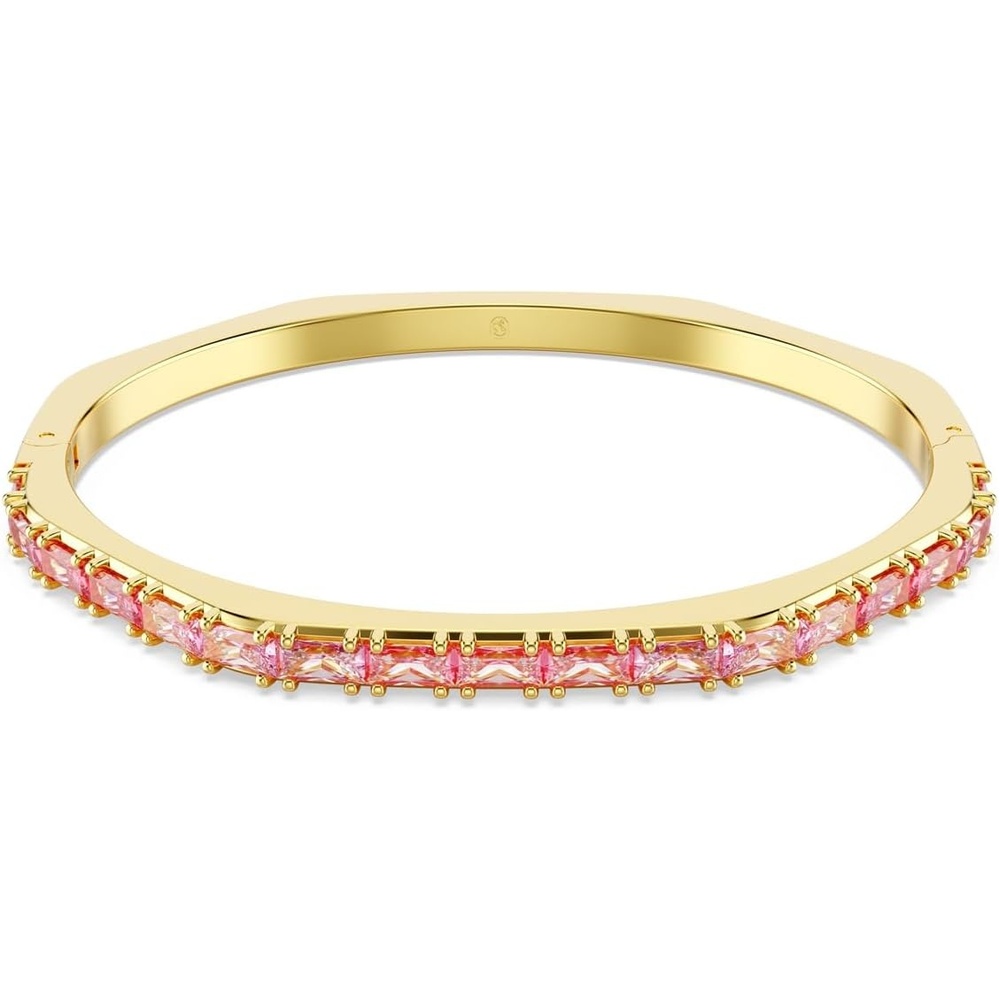 image:imageSwarovski Matrix Octagon Bangle Baguette Cut Clear Pink Crystals Rhodium and GoldTone FinishesPink Crystal