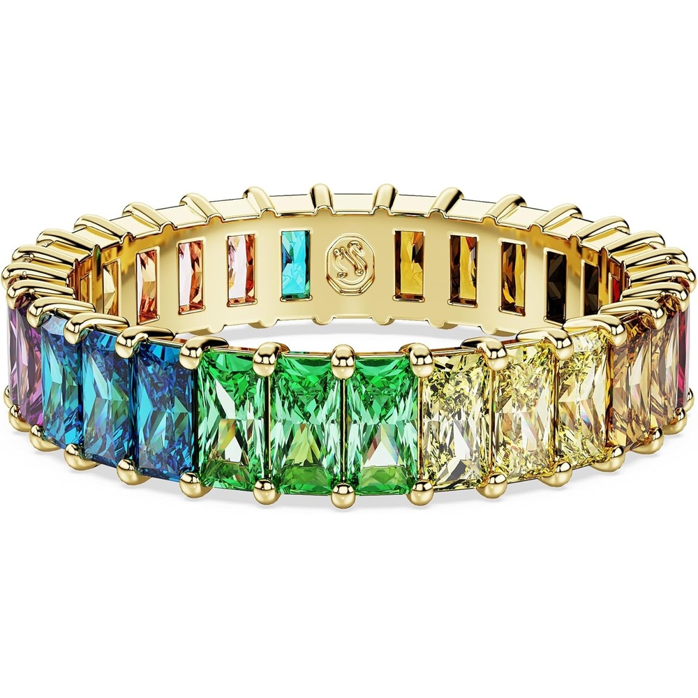 image:imageSwarovski Matrix Ring Baguette Cut Crystal Multicolor Crystals Rose GoldTone GoldTone and Rhodium FinishesMulticolored Crystal