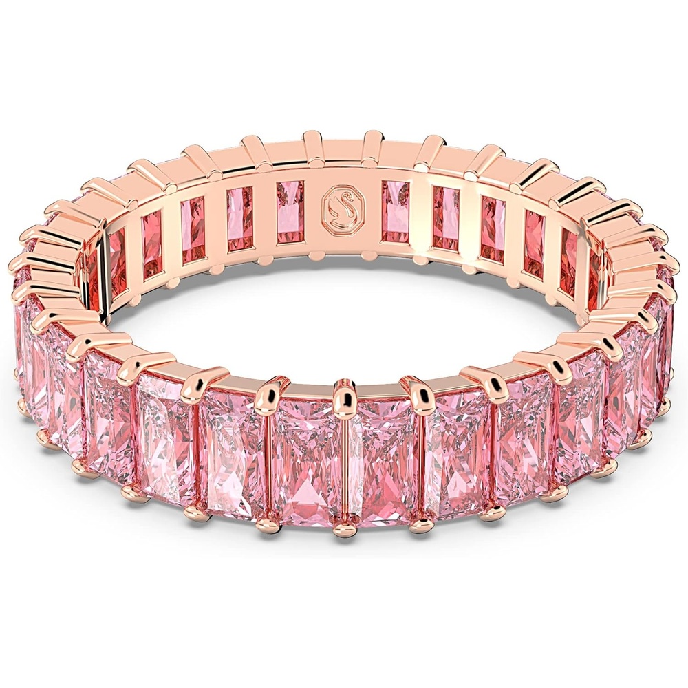 image:imageSwarovski Matrix Ring Baguette Cut Crystal Multicolor Crystals Rose GoldTone GoldTone and Rhodium FinishesPink Crystal
