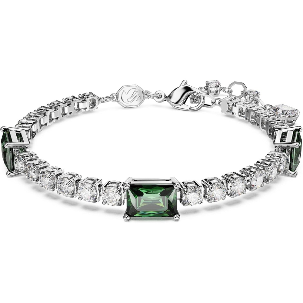 image:imageSwarovski Matrix Tennis Bracelet Green and Clear MixedCut Stones in a Rhodium Finished Setting Part of the Matrix Collection