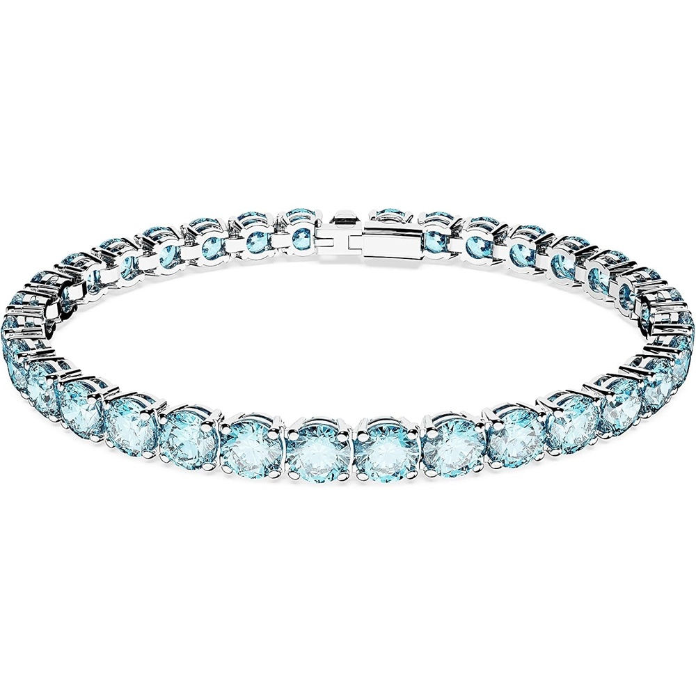 image:imageSwarovski Matrix Tennis Bracelet Round Cut Crystals Pink Blue Black Clear Rhodium GoldTone and Rose GoldTone FinishesBlue