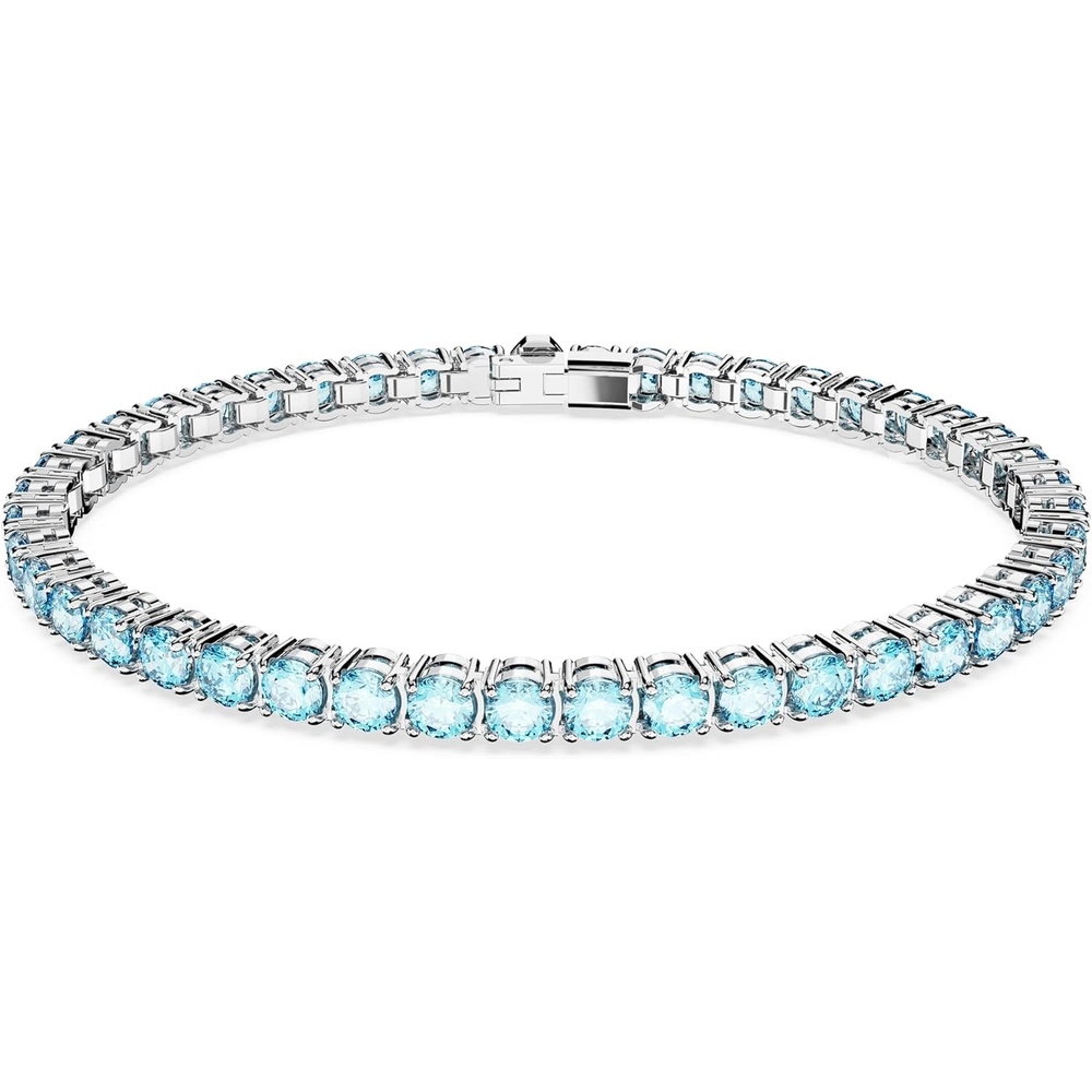 image:imageSwarovski Matrix Tennis Bracelet Round Cut Crystals Pink Blue Black Clear Rhodium GoldTone and Rose GoldTone FinishesBlue Crystal