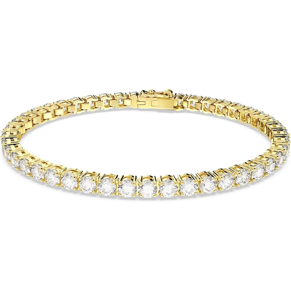 image:imageSwarovski Matrix Tennis Bracelet Round Cut Crystals Pink Blue Black Clear Rhodium GoldTone and Rose GoldTone FinishesClear Crystal