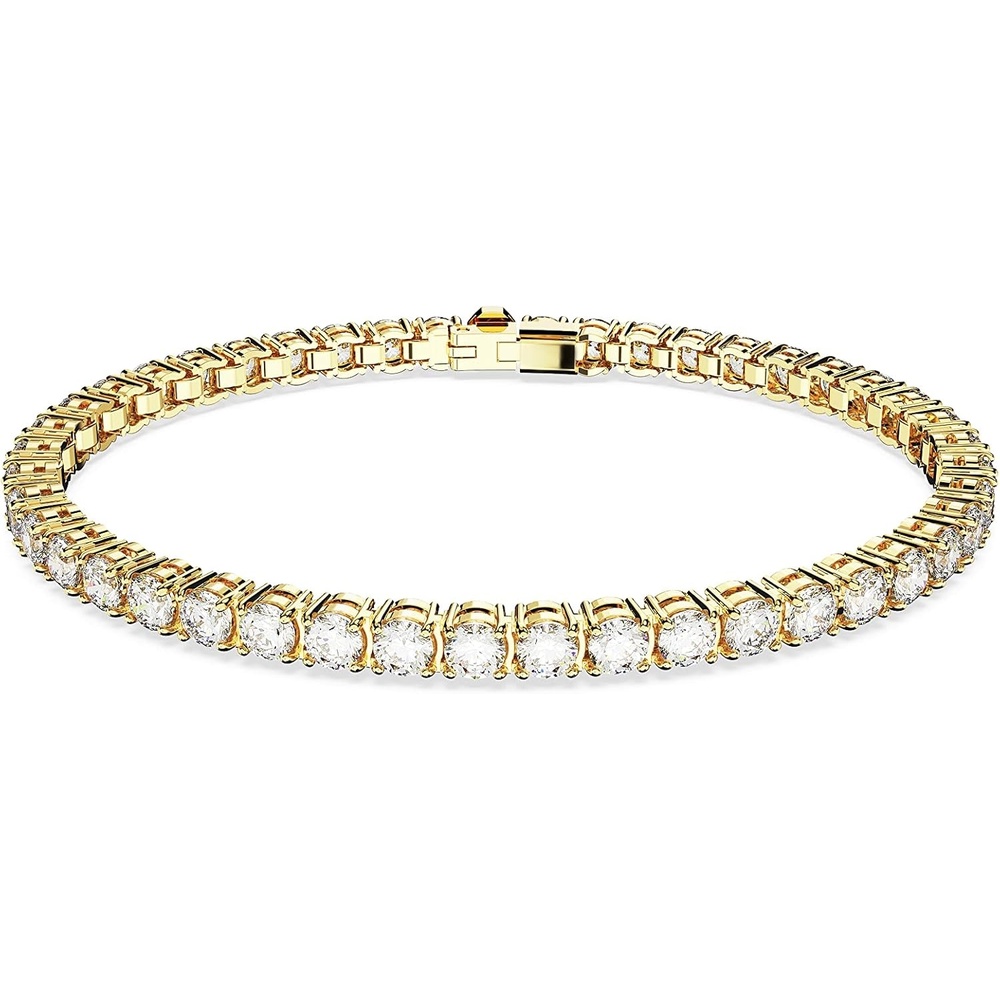 image:imageSwarovski Matrix Tennis Bracelet Round Cut Crystals Pink Blue Black Clear Rhodium GoldTone and Rose GoldTone FinishesGold Tone