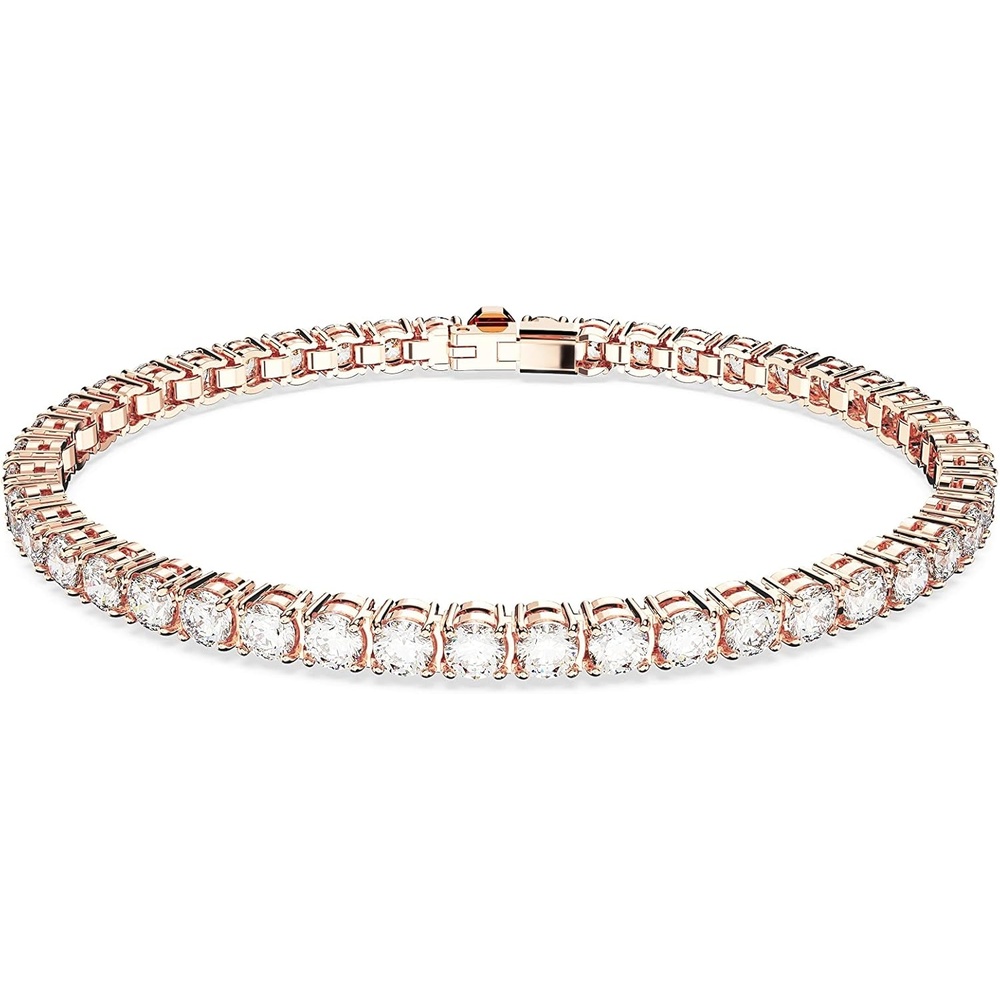 image:imageSwarovski Matrix Tennis Bracelet Round Cut Crystals Pink Blue Black Clear Rhodium GoldTone and Rose GoldTone FinishesRose Gold Tone