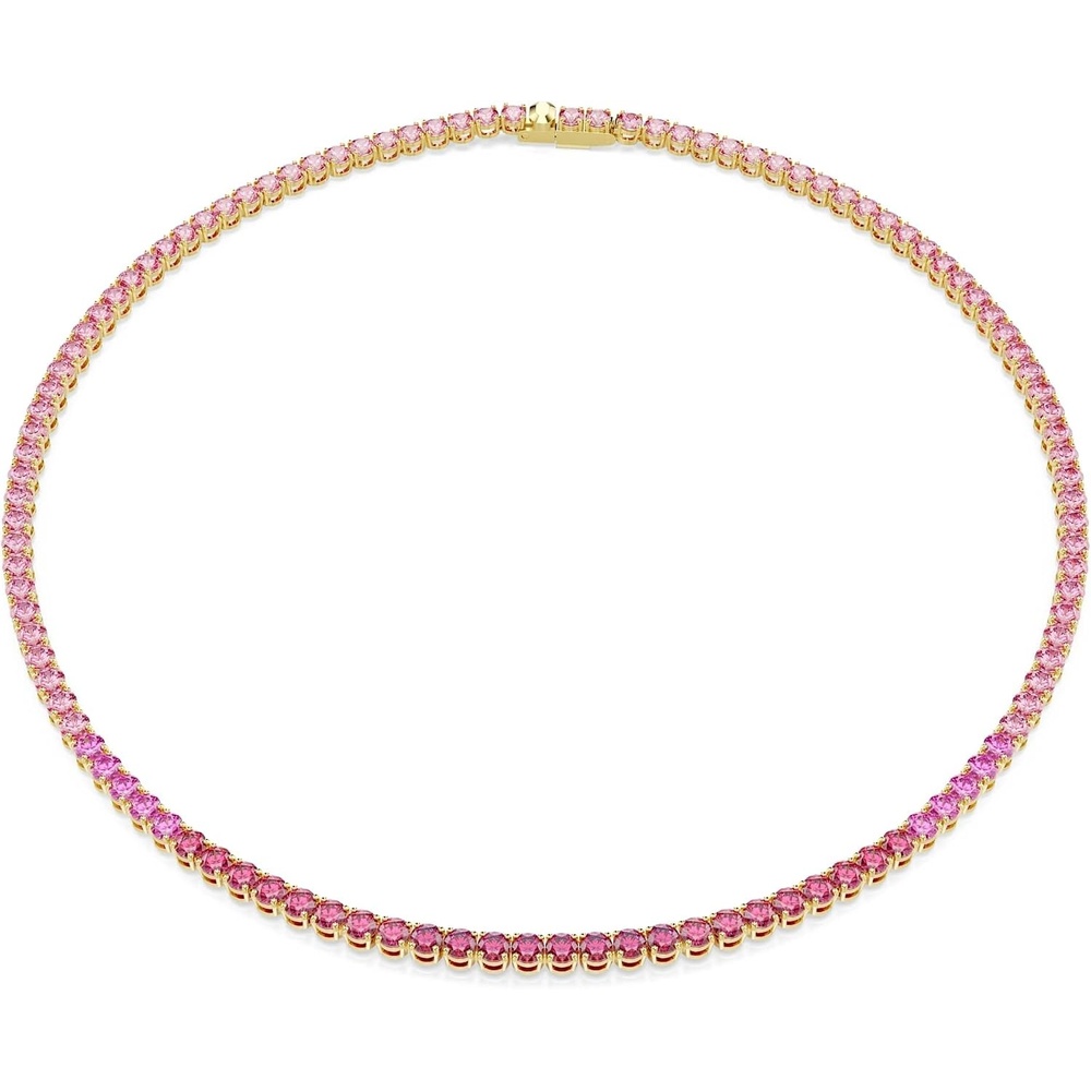 image:imageSwarovski Matrix Tennis necklace Round cut Pink Goldtone plated