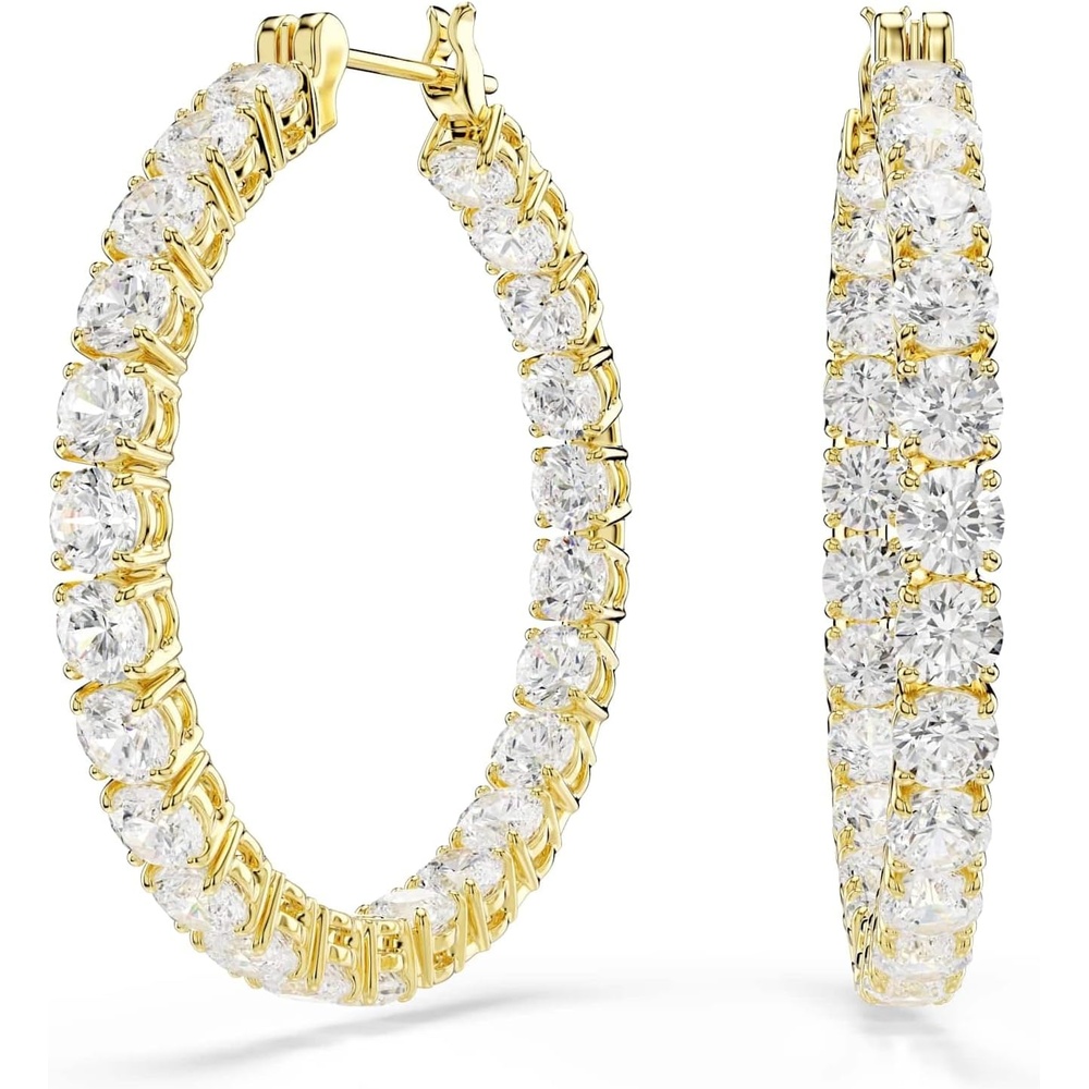 image:imageSwarovski Matrix hoop earrings Round cut White Goldtone plated