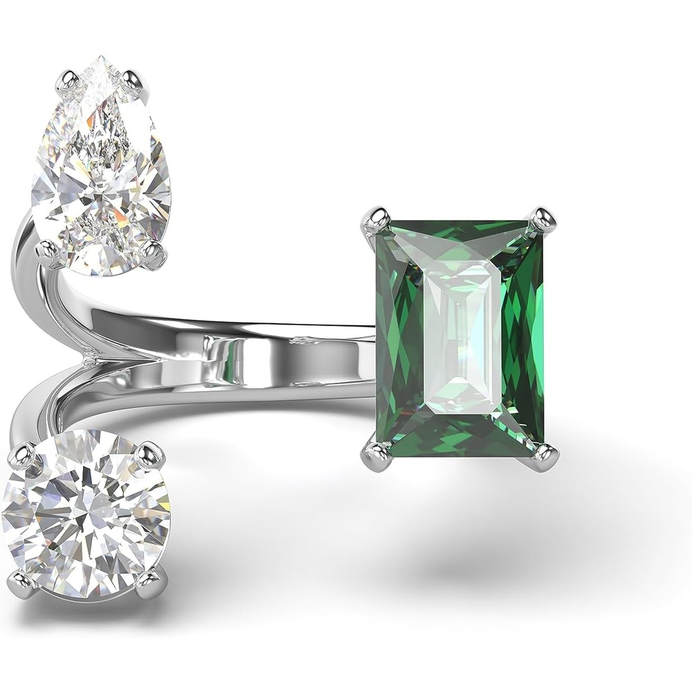 image:imageSwarovski Mesmera Open Ring Green and Clear MixedCut Stones in a SilverTone Finish Part of the Mesmera Collection5