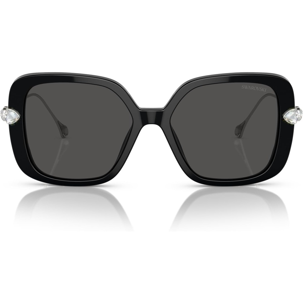 image:imageSwarovski Womens SK6011F Low Bridge Fit Square SunglassesBlackDark Grey