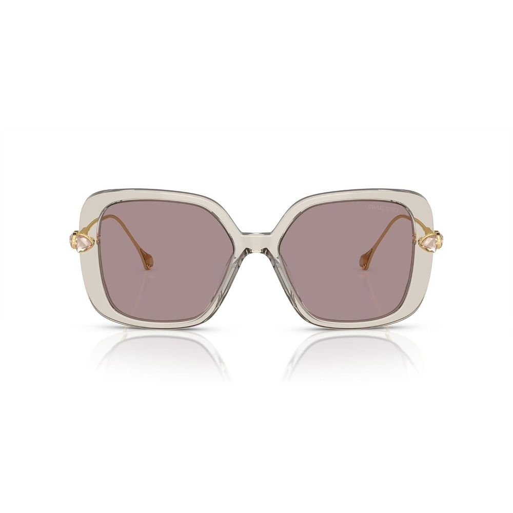 image:imageSwarovski Womens SK6011F Low Bridge Fit Square SunglassesTransparent Light BrownViolet