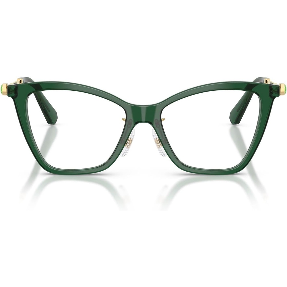 image:imageSwarovski Womens Sk2051f Low Bridge Fit Cat Eye Prescription Eyewear FramesTransparent GreenDemo Lens