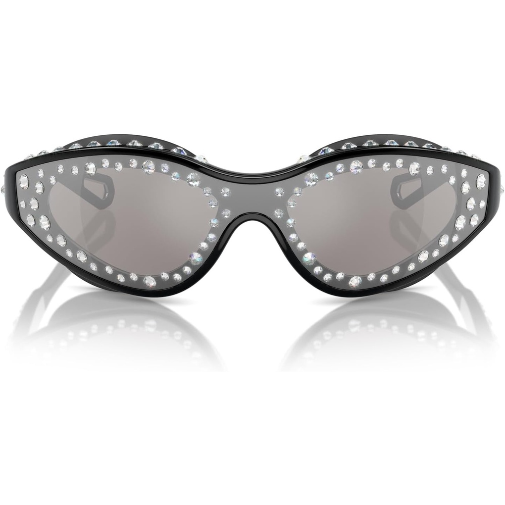 image:imageSwarovski Womens Sk6024 Oval SunglassesMilky WhiteGrey Mirrored Black