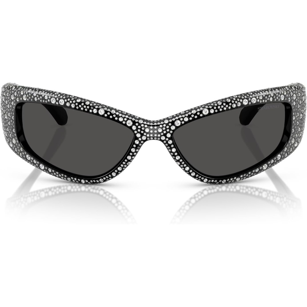 image:imageSwarovski Womens Sk6027 Rectangular SunglassesBlackDark Grey