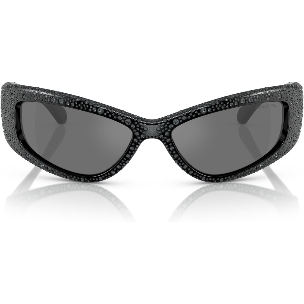 image:imageSwarovski Womens Sk6027 Rectangular SunglassesBlackGrey Mirrored Black