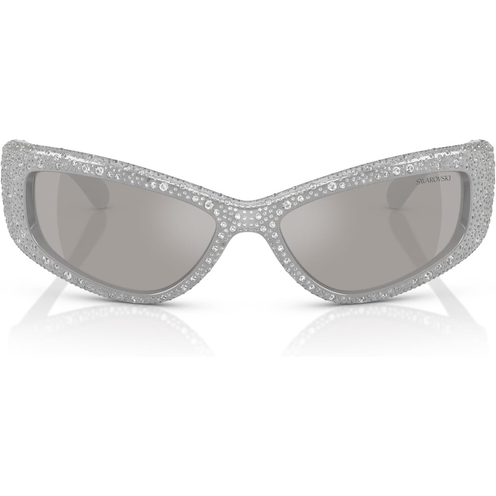 image:imageSwarovski Womens Sk6027 Rectangular SunglassesLight GreyLight Grey Mirrored Silver