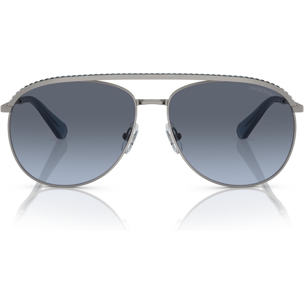 image:imageSwarovski Womens Sk7005 Aviator SunglassesGunmetalBlue Gradient Grey