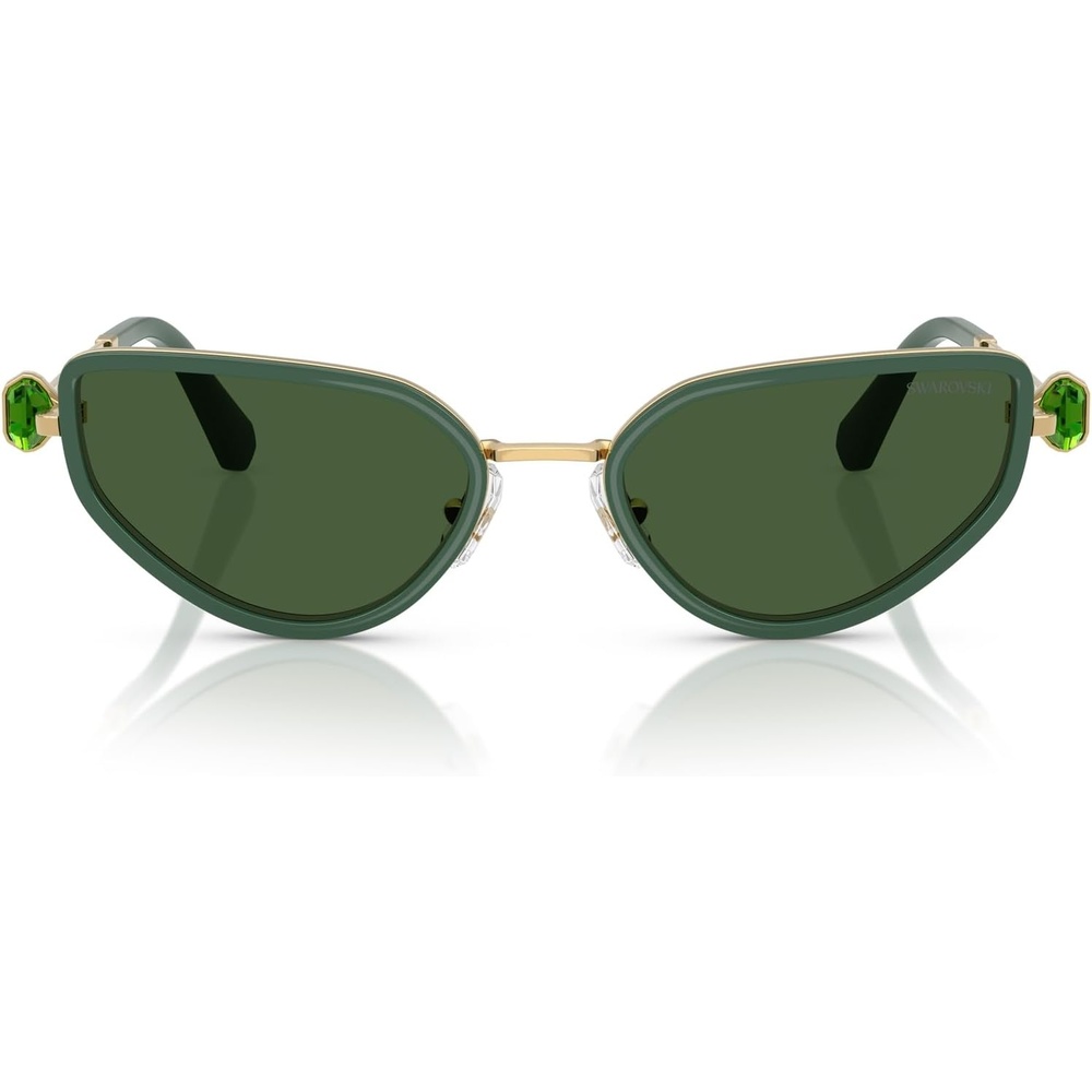 image:imageSwarovski Womens Sk7027 Cat Eye SunglassesGoldDark GreenDark Green