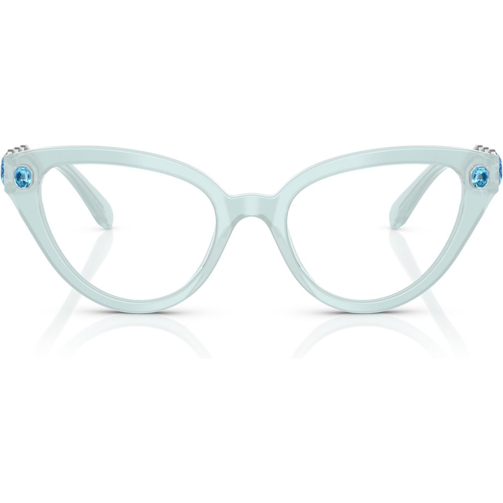 image:imageSwarovski womens Sk2028f Low Bridge Fit Cat Eye Prescription Eyewear FramesMilky Light BlueDemo Lens