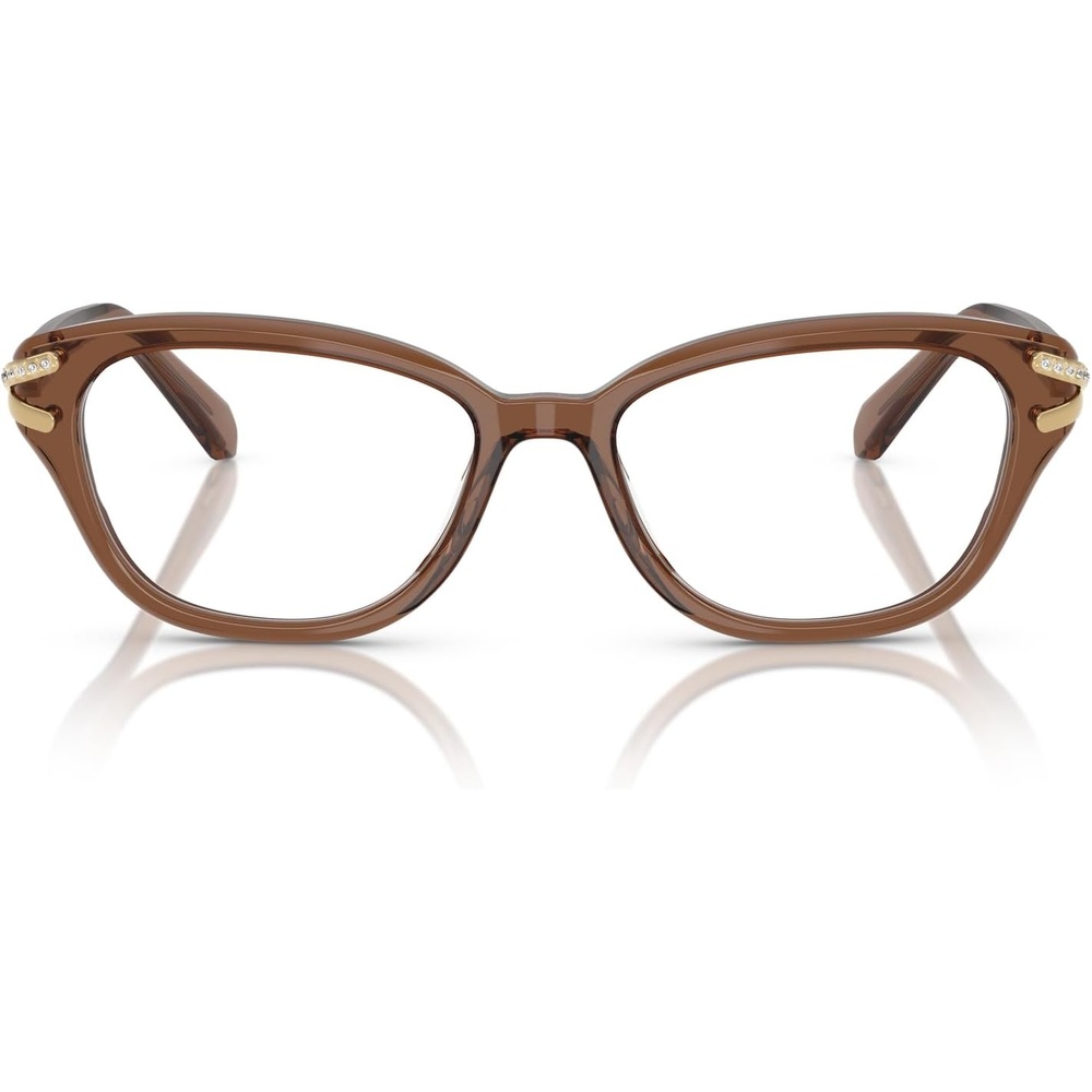image:imageSwarovski womens Sk2032f Low Bridge Fit Square Prescription Eyewear FramesTransparent BrownDemo Lens