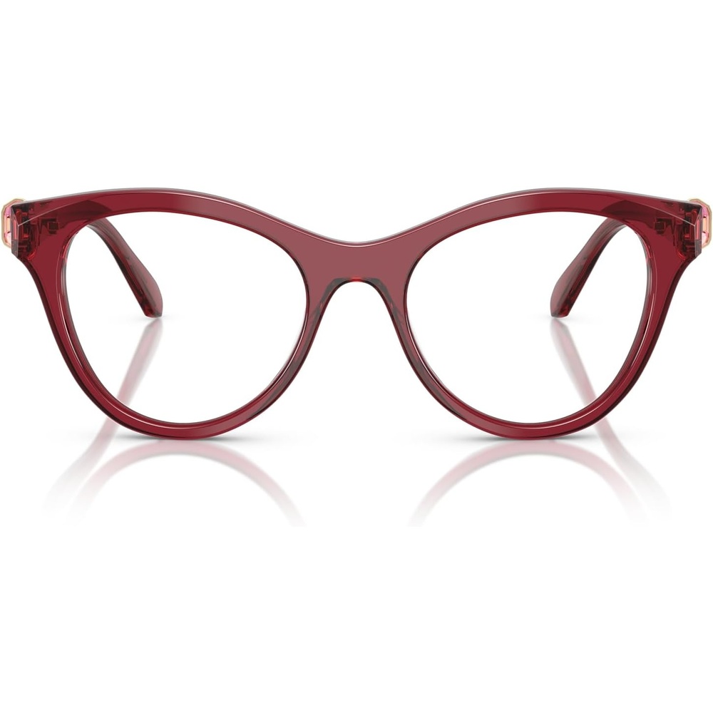 image:imageSwarovski womens Sk2036f Low Bridge Fit Round Prescription Eyewear FramesTransparent BurgundyDemo Lens