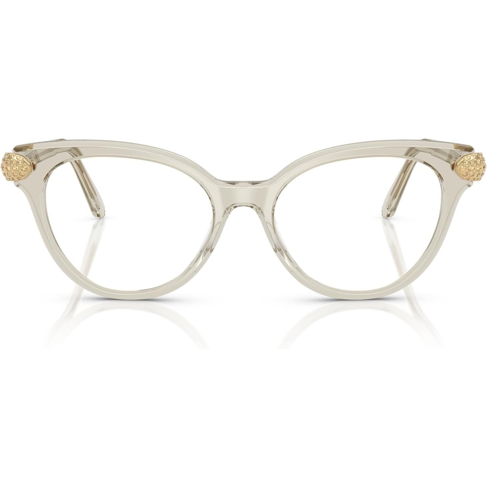 image:imageSwarovski womens Sk2046f Low Bridge Fit Round Prescription Eyewear FramesTransparent BeigeDemo Lens