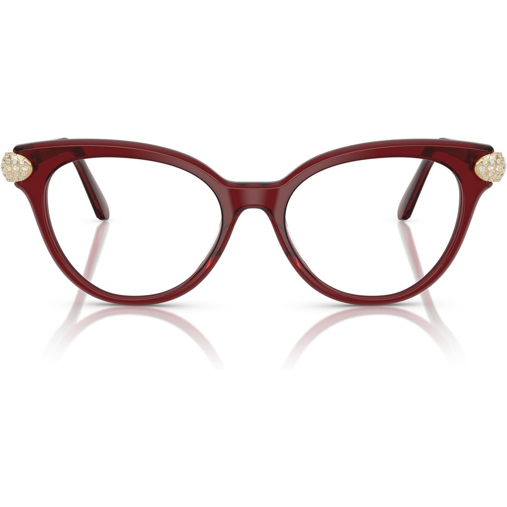 image:imageSwarovski womens Sk2046f Low Bridge Fit Round Prescription Eyewear FramesTransparent BurgundyDemo Lens