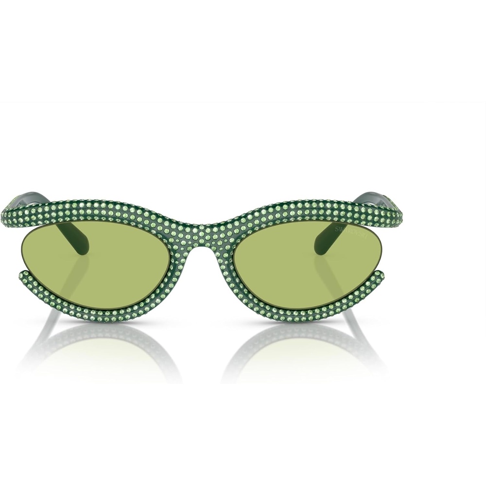 image:imageSwarovski womens Sk6006 Oval SunglassesGreenLight Green Mirrored Silver