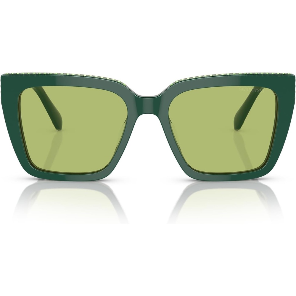 image:imageSwarovski womens Sk6013 Square SunglassesGreenLight Green Mirrored Silver